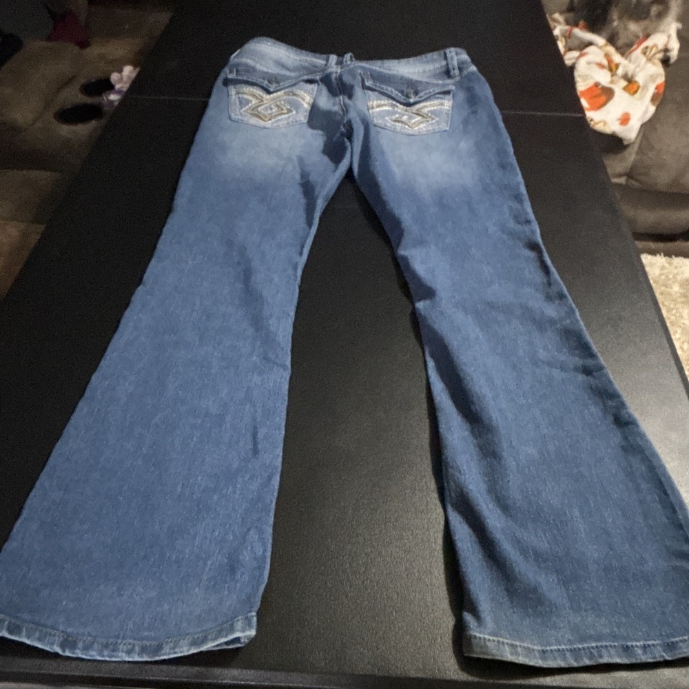 Blue Desire Women's Bootcut Jeans Blue Denim Solid Embroidered Size 11